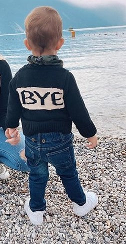 Hello Bye Knit Navy Sweater - bounti4lme