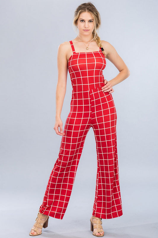 GRID WIDE-LEG JUMPSUIT - bounti4lme