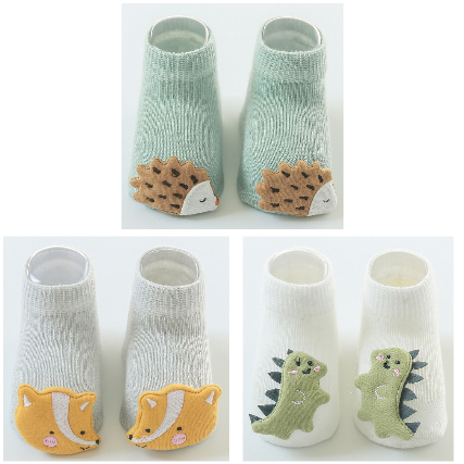 3 Pair Puff Animal Baby Anti-slip Floor Socks - bounti4lme