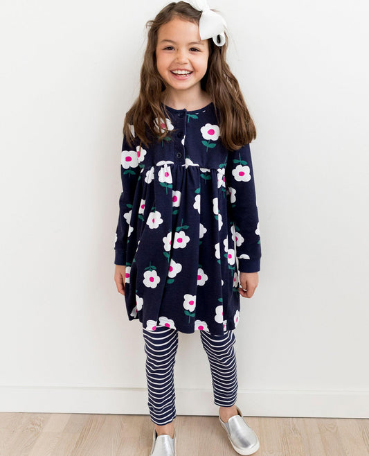 Blue Floral Flared Girl's Dress - bounti4lme