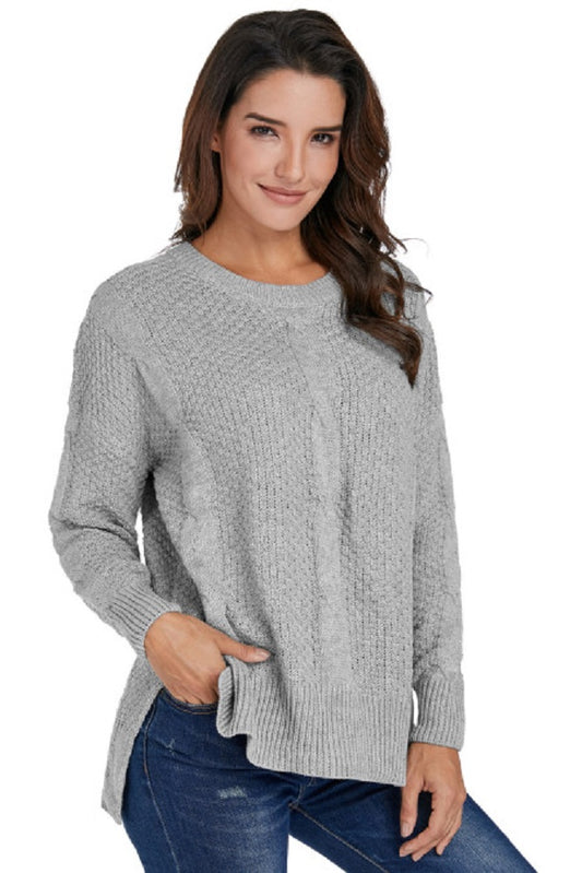 Cable Patterned Thick Knit Sweater - bounti4lme