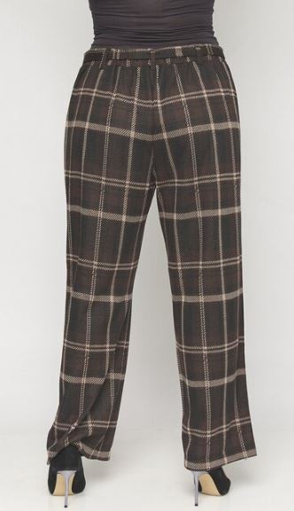 Black Brown Plaid Plus Size Pants - bounti4lme